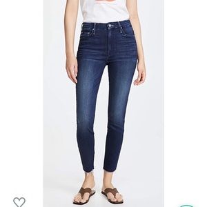 MOTHER LOOKER HIGH WAISTED ANKLE FRAY JEANS